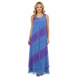 Chiffon Blue and Purple Maxi Dress